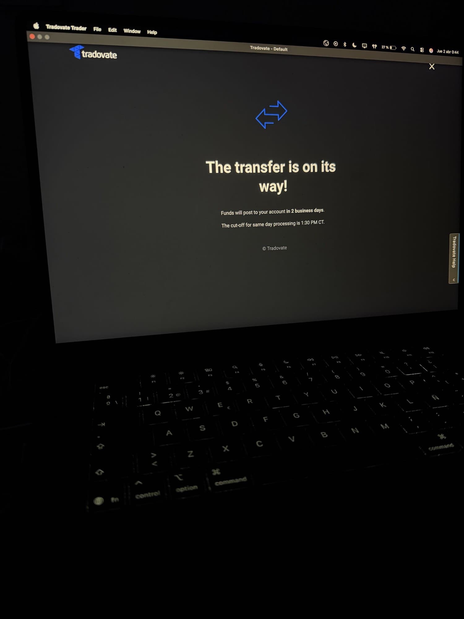 Trade screenshot